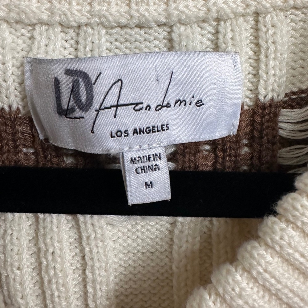 L'Academie Oversized Sweater‎ Vest Cream Brown| Revolve Designer Knit | Size M - Picture 2 of 6